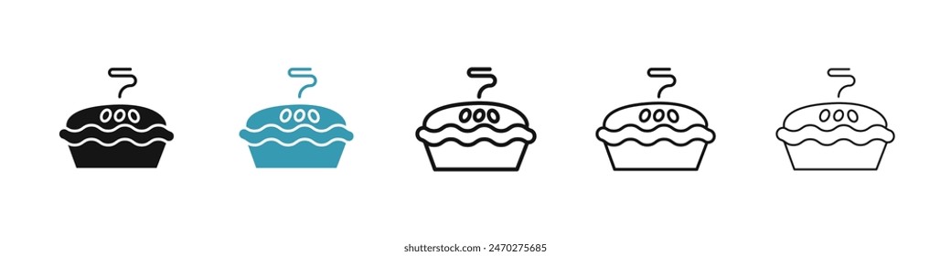 Pie line icon set. hot apple pie vector icon for UI designs.