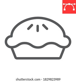 Pie line icon, thanksgiving and bakery, pumpkin pie sign vector graphics, editable stroke linear icon, eps 10