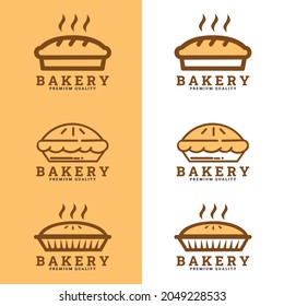 Pie Logo Label Bakery Vector Graphic Design. Bakery shop set of vector monochrome emblems, badges, labels