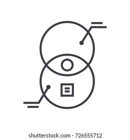pie marketing chart vector line icon, sign, illustration on background, editable strokes