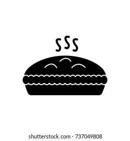 pie with meat icon, vector illustration, black sign on isolated background