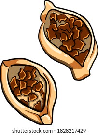 Pie con carne, ilustración, vector sobre fondo blanco
