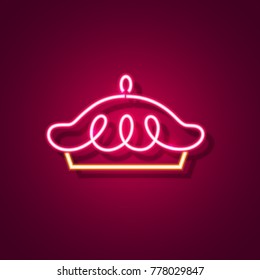 Pie neon sign. Neon sign, bright signboard, light banner. Vector icon