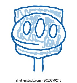 Pie On Spatula Tasty Food sketch icon vector. Hand drawn blue doodle line art Homemade And Cooked Pie On Kitchen Utensil Delicious Nutrition sign. isolated symbol illustration