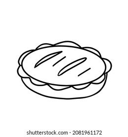Pie outline. Vector Illustration for printing, backgrounds, covers, packaging, greeting cards, posters, stickers, textile, seasonal design. Isolated on white background.