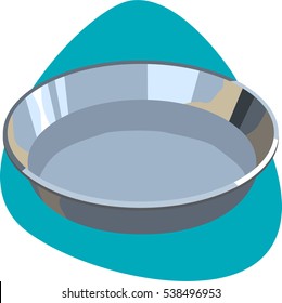 Pie pan aluminum. Deep empty pan for baking pie with fruits or meat. Isolated. On green background.