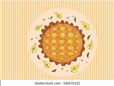 pie of pears and vanilla, the menu item ,line