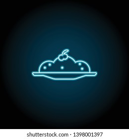 pie, plate neon icon. Simple thin line, outline vector of Food icons for UI and UX, website or mobile application on dark blue gradient background