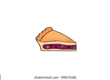 Pie, pop art, cartoon hand drawn illustration isolated on white background
