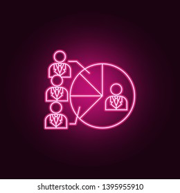 Pie for presidential contenders neon icon. Elements of election set. Simple icon for websites, web design, mobile app, info graphics