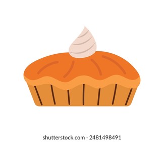 Pie, pumpkin pie. Pie vector illustration hand drawn in flat style, eps 10, on a transparent background
