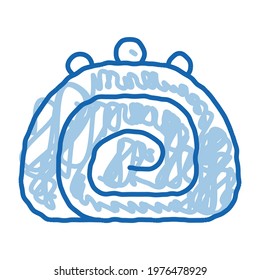 Pie Roll Creamy Tasty Food sketch icon vector. Hand drawn blue doodle line art Sweet Pie Roll With Candy On Top Delicious Nutrition sign. isolated symbol illustration