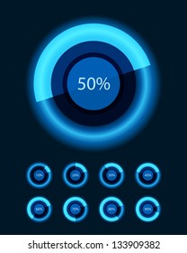 Pie round chart vector illustration set