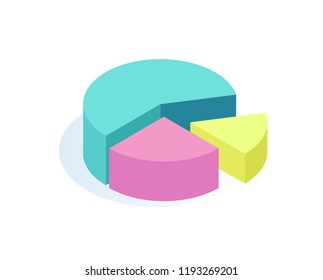Pie rounded diagram icon with segments and parts sections. Visual representation of data, visualization of information. Chart infographics vector