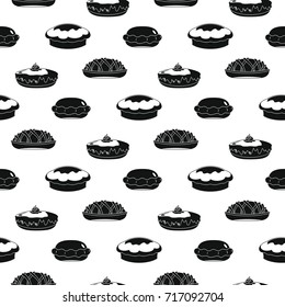 Pie seamless pattern vector illustration background. Black silhouette bakery stylish texture. Repeating pie seamless pattern background for bakery design and web