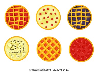 Pie con rellenos diferentes. Ilustración vectorial. Vista desde arriba.