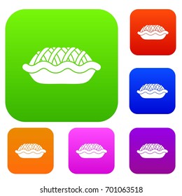 Pie set icon in different colors isolated vector illustration. Premium collection