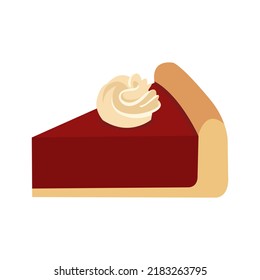 Pie set Vector Illustration. Thanksgiving and Holiday Cherry Pie. Happy Thanksgiving Day traditional fruit pie with whipped cream on the top. Autumn november. Isolated on background