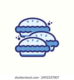 pie side icon, isolated blue icon theme bakery