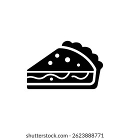Pie Slice with Crust and Filling Detail Icon Black