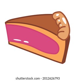 Pie slice doodle vector illustration.