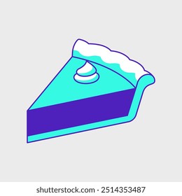 Pie slice isometric vector illustration