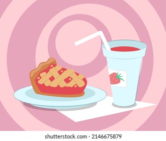 Pie y soda. El postre y la bebida.