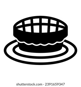 Pie solid icon, pastry and bakery concept, tart quiche vector sign on white background, glyph style icon for mobile concept and web design. Vector graphics
