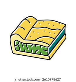 pie with spinach color icon vector. pie with spinach sign. isolated symbol illustration
