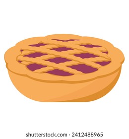 Vista de arriba. Pastel de pastelería de comida cocida y redondeada, vector exacto, pastel de cerezo.