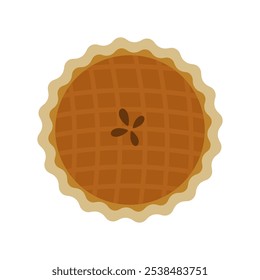 Pie top view vector flat vector illustration. Simple pie cartoon vector isolated on white background. Vector Eps