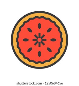 Pie vector, Christmas related filled design icon, editable outline