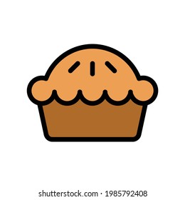 Pie Vector Icon in Filled Outline Style. A pie is a baked dish usually made from a pastry dough casing filled with various sweet or savory ingredients. Vector illustration icon for app, website, logo.