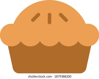 Pie Vector Icon in Flat Outline Style. A pie is a baked dish usually made from a pastry dough casing filled with various sweet or savory ingredients. Vector illustration icon for app, website, logo.