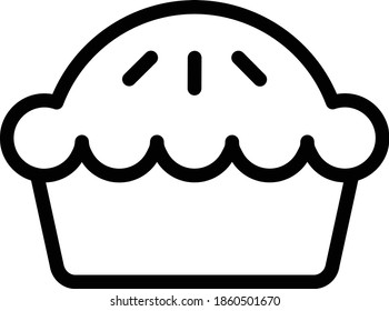 Pie Vector Icon in Outline Style. A pie is a baked dish usually made from a pastry dough casing filled with various sweet or savory ingredients. Vector illustration icon for app, website, or logo.