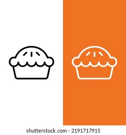 Pie Vector Icon in Outline Style. A pie is a baked dish usually made from a pastry dough casing filled with various sweet or savory ingredients. Vector illustration icon for app, website, or logo.