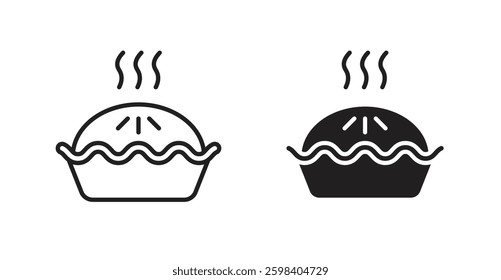 Pie vector icon set in black color.
