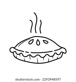 Pie Vector Illustration Hand Drawn Dessert Cartoon Art