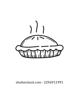 Pie Vector Illustration Hand Drawn Dessert Cartoon Art