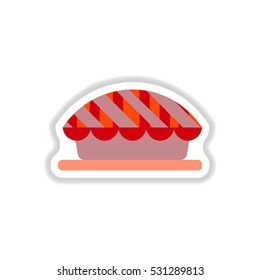 pie Vector illustration in paper sticker style delicious pie on plate