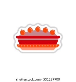 pie Vector illustration in paper sticker style delicious pie on plate