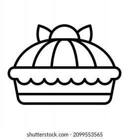 Pie Vector Outline Icon Isolated On White Background

