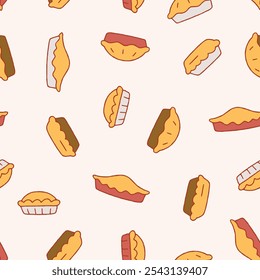 Pie Vector Seamless Pattern illustration for Print, Wallpaper, Decoration.