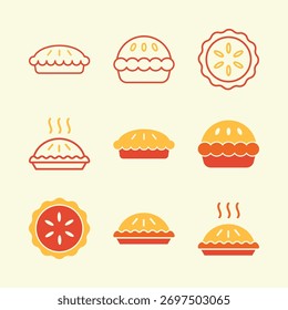 Conjunto de Vector de pastel de moda precioso diseño increíble útil Ilustración de fondo colorido.eps