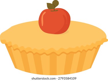 Pie with a whole red apple in the center. Apple pie.