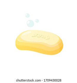 Piece of antibacterial soap isolated on white. Vector object for healthcare medical designs.