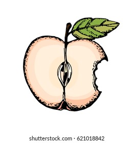 Piece of an apple in color