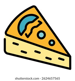 Piece apple pie icon. Outline piece apple pie vector icon color flat isolated
