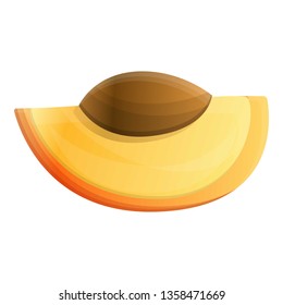 Piece of apricot icon. Cartoon of piece of apricot vector icon for web design isolated on white background