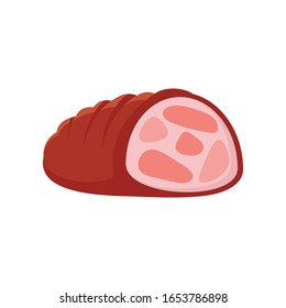 Piece of bacon flat icon. Vector Piece of bacon in flat style isolated on white background. Element for web, game and food meat advertising